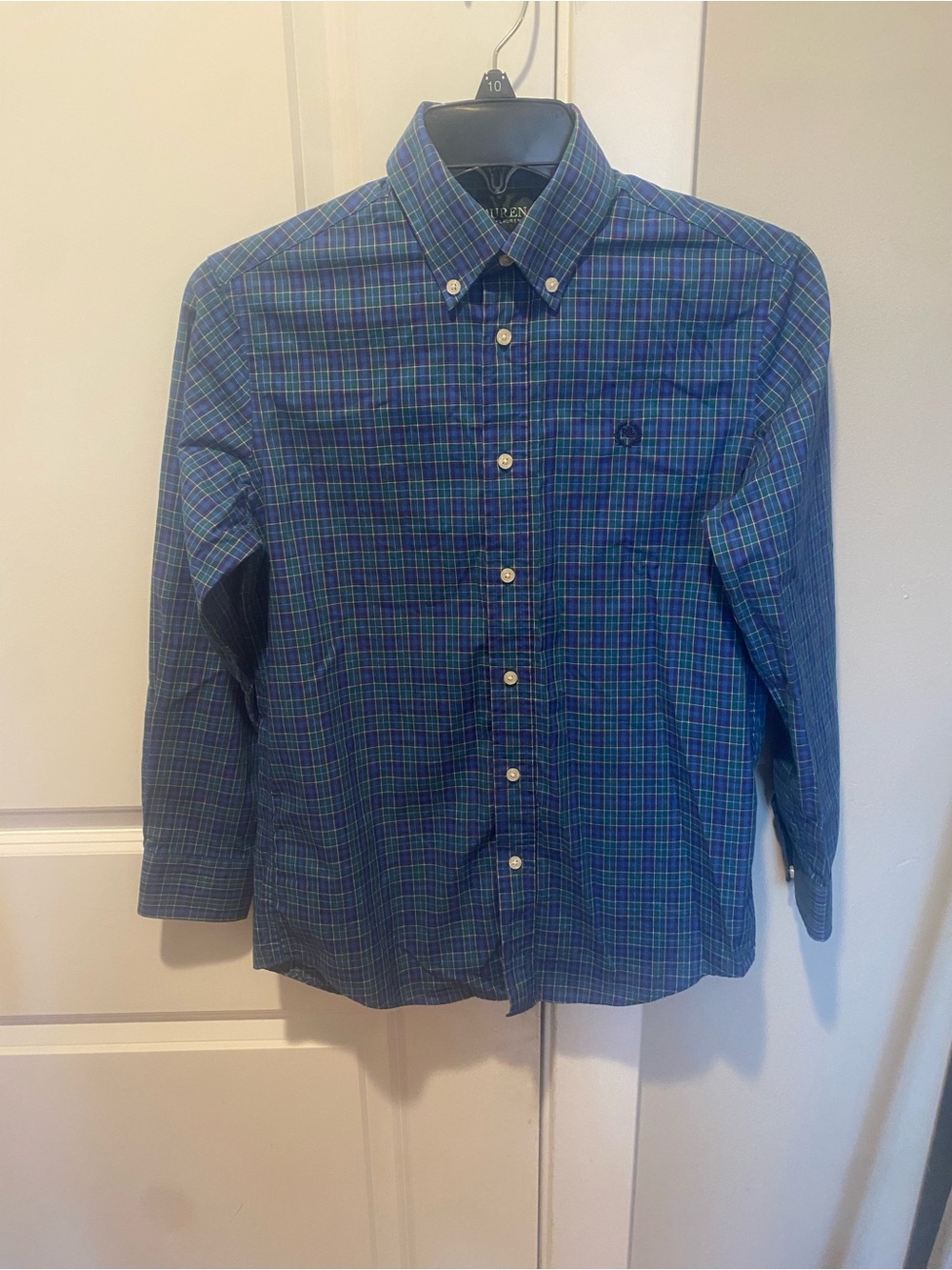 Ralph Lauren Blue and Green Plaid Button-Down Shirt
